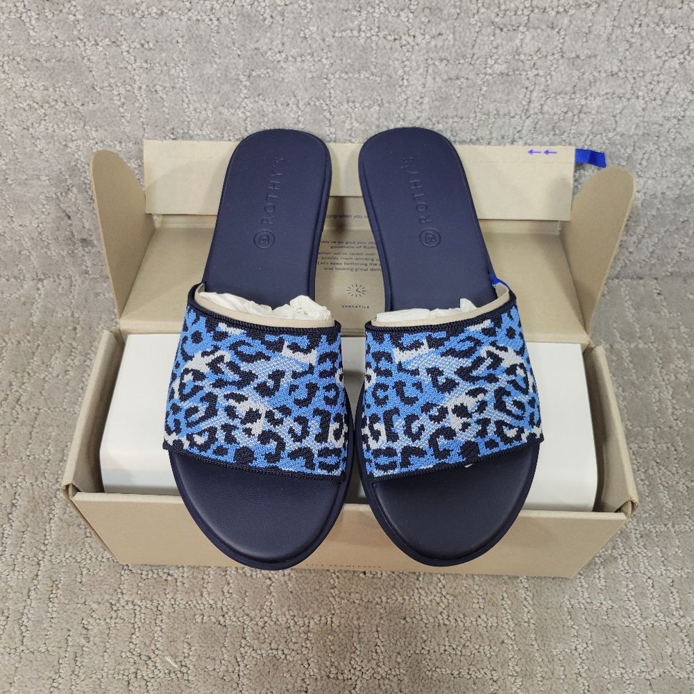 Rothy's The Slide Azure Camo Spot Slip On Sandals Women's Size US 8, 8.5